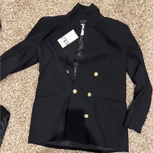 Zara Black Blazer with Gold Buttons